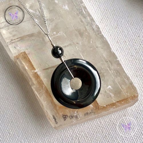 Hematite Pi Stone Donut Pendant